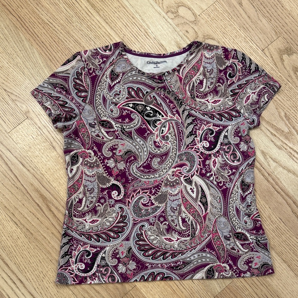 Croft & Barrow Paisley Tee - Purple and Gray